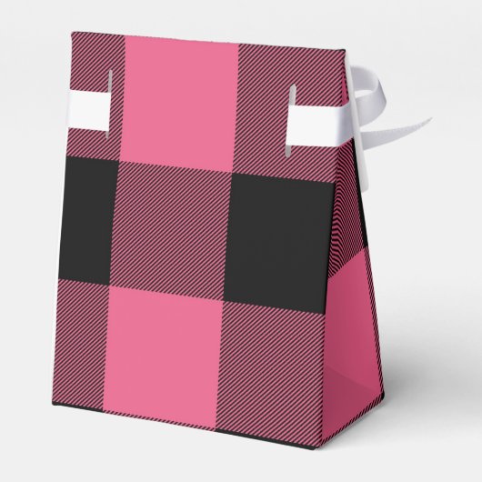 Rosa und schwarz karierte Quadrate Buffalo Kariert Geschenkschachtel (Rückseite)