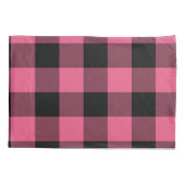 Rosa und schwarz karierte Quadrate Buffalo Kariert Kissenbezug (Rückseite)