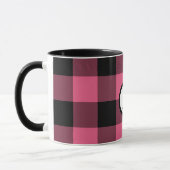 Rosa und schwarz karierte Quadrate Buffalo Kariert Tasse (Links)