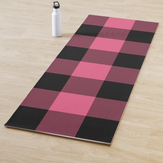 Rosa und schwarz karierte Quadrate Buffalo Kariert Yogamatte (Beispiel)