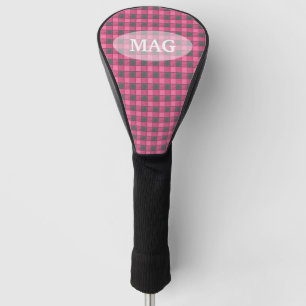 Rosa-und Schwarz-karierter Karo Golf Headcover