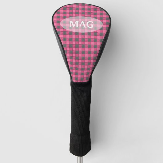 Rosa-und Schwarz-karierter Karo Golf Headcover (Vorderseite)