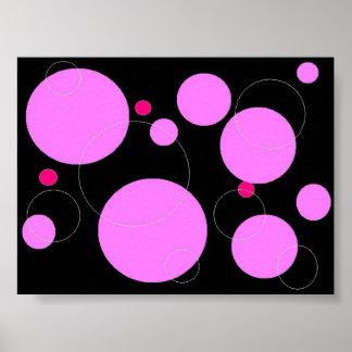 Rosa und schwarz kreisförmig grahpisch poster