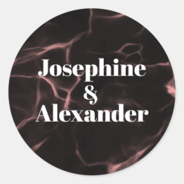 Rosa und schwarz marmoriertes Thema Runder Aufkleber