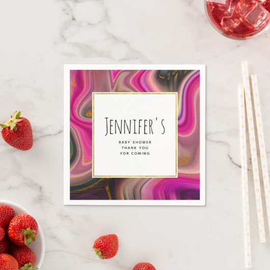 Rosa und Schwarz mit Gold Wirbel Kinderdusche Serviette (Beispiel)