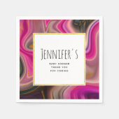 Rosa und Schwarz mit Gold Wirbel Kinderdusche Serviette (Vorderseite)