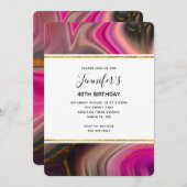 Rosa und Schwarz mit goldenen Wirbel Abstrakt Gebu Einladung (Vorne/Hinten)