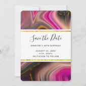 Rosa und Schwarz mit goldenen Wirbel Abstrakt Save The Date (Vorderseite)