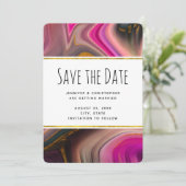 Rosa und Schwarz mit goldenen Wirbel Abstrakte Hoc Save The Date (Stehend Vorderseite)