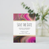Rosa und Schwarz mit goldenen Wirbel Save the Date Einladungspostkarte (Stehend Vorderseite)