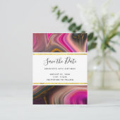 Rosa und Schwarz mit goldenen Wirbel Save the Date Einladungspostkarte (Stehend Vorderseite)