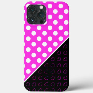 Rosa und Schwarz mit großen weißen Polka-Punkten Case-Mate iPhone Hülle