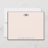 Rosa und schwarz, Mit Monogramm, Formblatt Dankeskarte (Vorderseite)