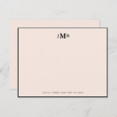 Rosa und schwarz, Mit Monogramm, Formblatt Dankeskarte (Vorne/Hinten)