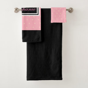 Rosa und Schwarz mit Sternen Badehandtuch Set