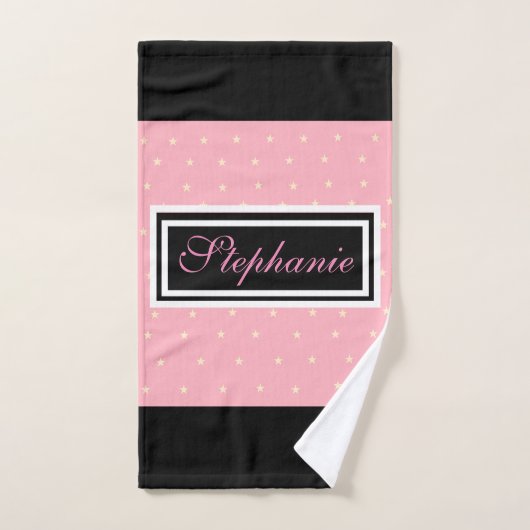 Rosa und schwarz mit Sternen Badehandtuch Set (Handtuch)