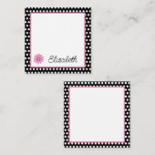 Rosa und Schwarz mit weißen Polka-Punkten Personal Mitteilungskarte (Vorne/Hinten)