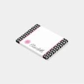 Rosa und Schwarz mit weißen Polka-Punkten Personal Post-it Klebezettel (angewinkelt)