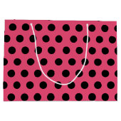 Rosa und schwarz Mittelpolka Dot Party Große Geschenktüte (Rückseite)