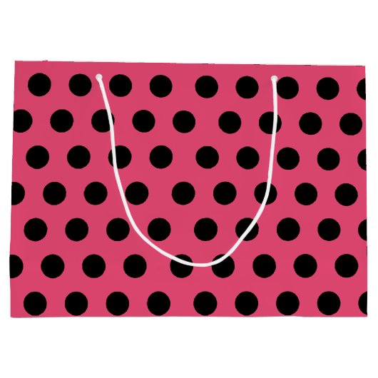 Rosa und schwarz Mittelpolka Dot Party Große Geschenktüte (Rückseite)