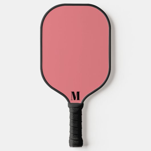 Rosa und Schwarz Moderne Monogramm Pickleball Schläger (Vorderseite)