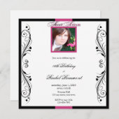 Rosa und Schwarz Moderne Party Einladung (Vorne/Hinten)