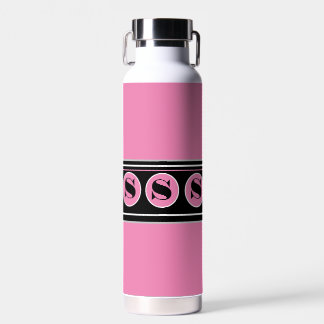 Rosa und Schwarz Moderne personalisieren Monogramm Trinkflasche