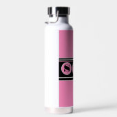 Rosa und Schwarz Moderne personalisieren Monogramm Trinkflasche (Rechts)