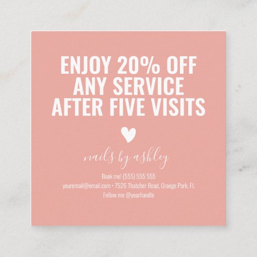 Rosa und Schwarz Moderner Minimalistischer Chic Treuekarte (Rückseite)