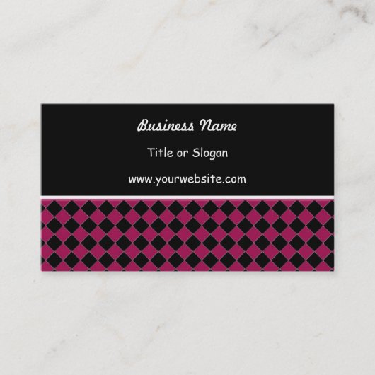 rosa und schwarz-modernes Diamantendesign Visitenkarte (Vorderseite)