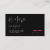 Rosa und Schwarz | Modernes Elegantes Minimalistis Visitenkarte (Rückseite)