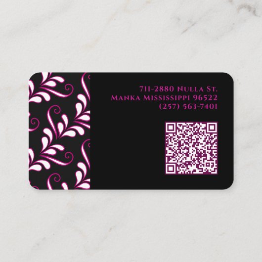 Rosa und schwarz Modernes elegantes Muster Visitenkarte (Rückseite)