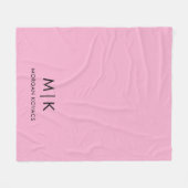 Rosa und Schwarz | Modernes Monogramm Fleecedecke (Vorderseite (Horizontal))