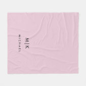 Rosa und Schwarz | Modernes Monogramm Fleecedecke (Vorderseite (Horizontal))