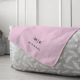 Rosa und Schwarz Modernes Monogramm Fleecedecke