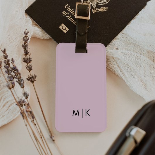 Rosa und Schwarz | Modernes Monogramm Gepäckanhänger