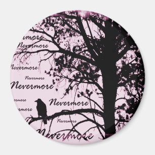 Rosa und Schwarz Nevermore Rabe Silhouette Magnet