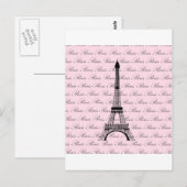 Rosa und Schwarz-Paris-Eiffelturm Postkarte (Vorne/Hinten)