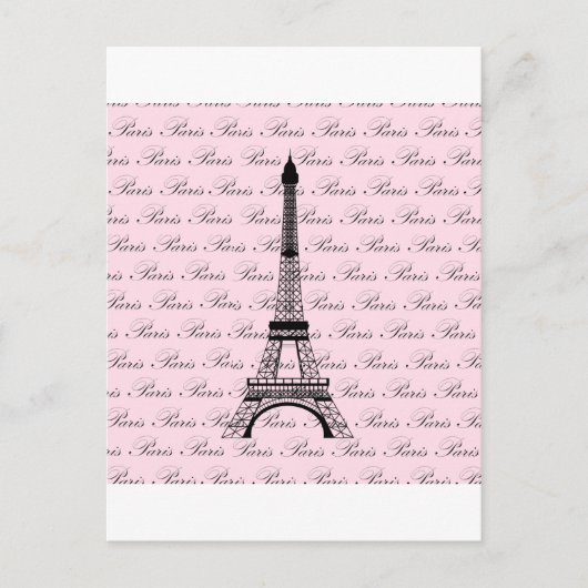 Rosa und Schwarz-Paris-Eiffelturm Postkarte (Vorderseite)