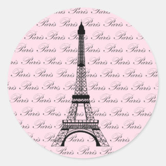 Rosa und Schwarz-Paris-Eiffelturm Runder Aufkleber