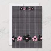 Rosa und schwarz Pinstriche zum Geburtstag Einladung (Rückseite)