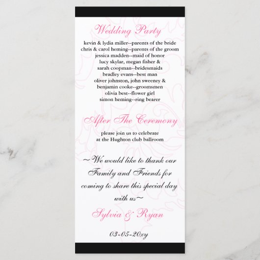 Rosa und Schwarz Programm (Rückseite)