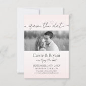 Rosa und Schwarz Romantischer Chic Save the Date (Vorderseite)