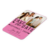 Rosa und schwarz Save the Date 2 Foto Hochzeit Magnet (Linke Seite)
