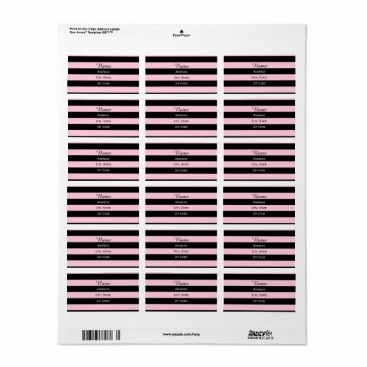 Rosa und schwarz Streifen Adressaufkleber (Vorne)