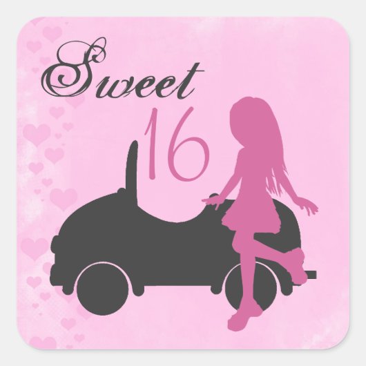 Rosa und schwarz Sweet 16 Silhouetten Aufkleber (Vorderseite)