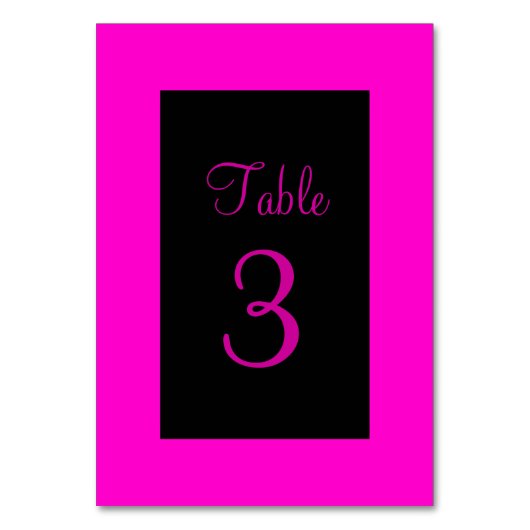 Rosa und Schwarz Tischnummer (Vorderseite)