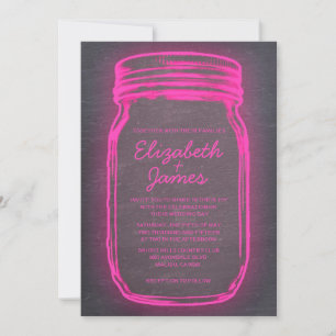 Rosa und Schwarz Vintag Mason Jar Hochzeit Einladu Einladung