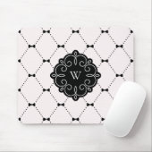 Rosa-und Schwarz-weibliches Bogen-Muster-Monogramm Mousepad (Mit Mouse)
