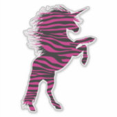 Rosa und schwarz Zebra drucken Einhorn Aufkleber (Vorderseite)